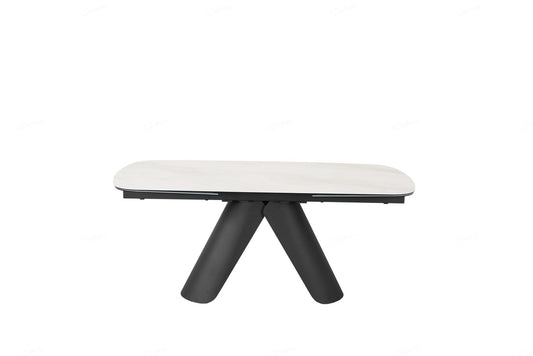 Opulento Extending Dining Table - Matt White & Cosmic Grey Vein Ceramic