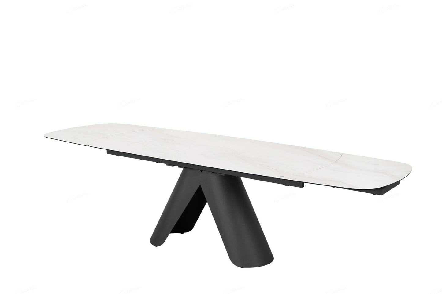 Opulento Extending Dining Table - Matt White & Cosmic Grey Vein Ceramic