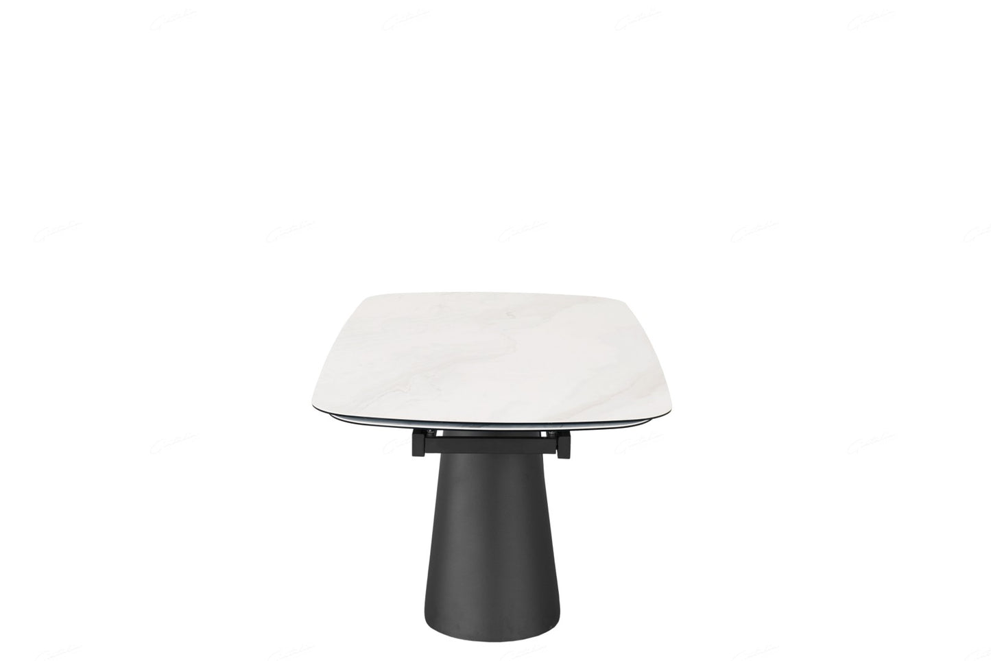 Opulento Extending Dining Table - Matt White & Cosmic Grey Vein Ceramic