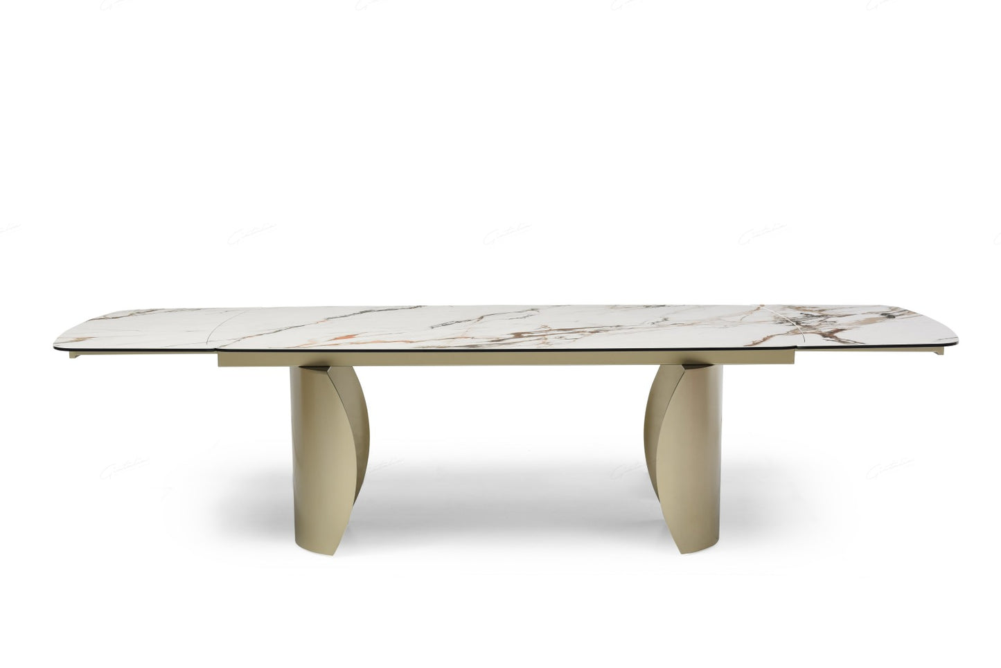 Palazzo Extending Dining Table - Matt White & Earth Vein Italian Ceramic