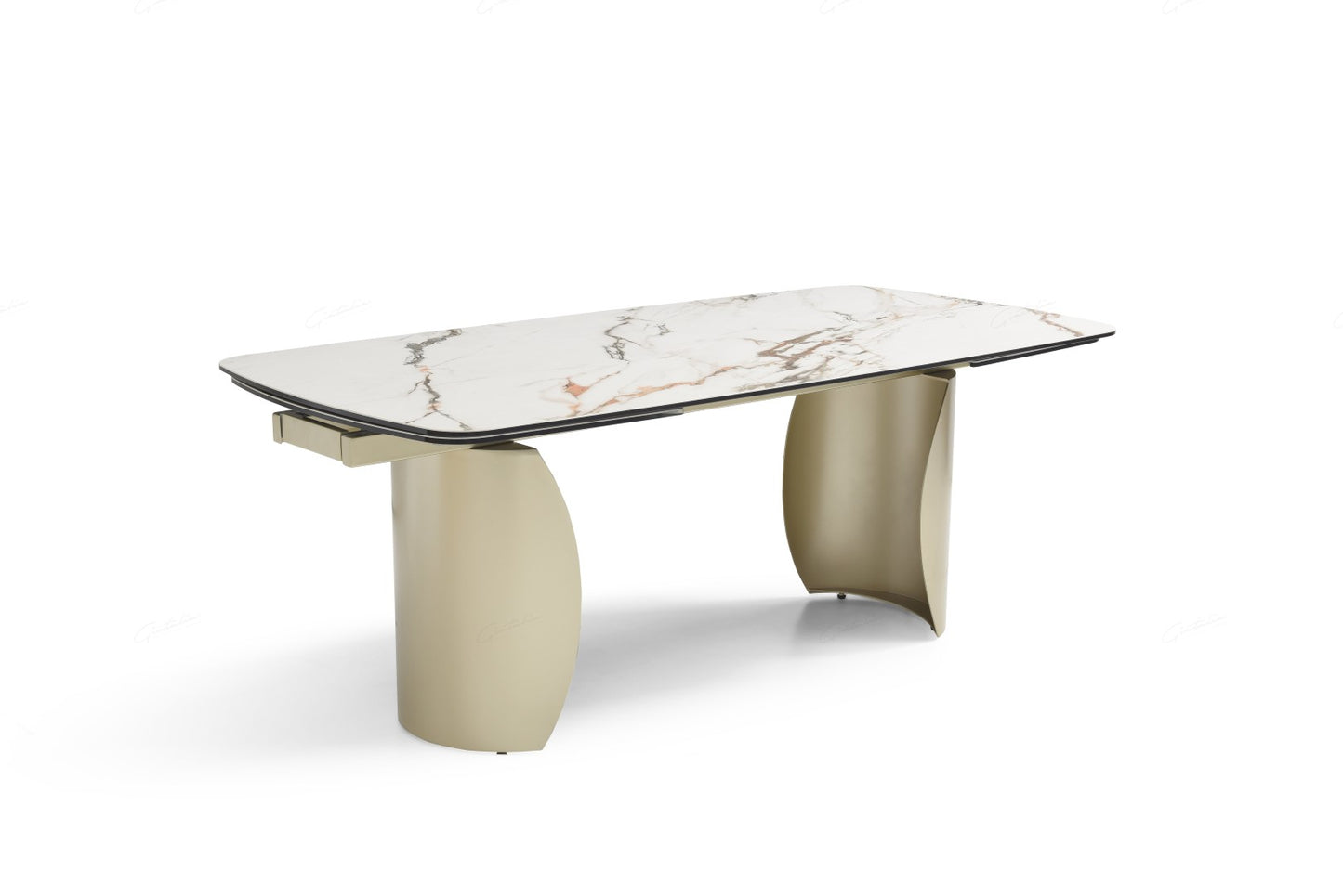 Palazzo Extending Dining Table - Matt White & Earth Vein Italian Ceramic