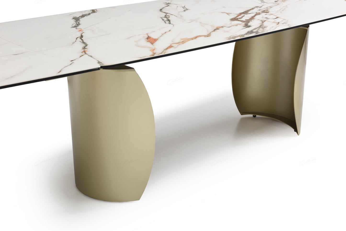 Palazzo Extending Dining Table - Matt White & Earth Vein Italian Ceramic