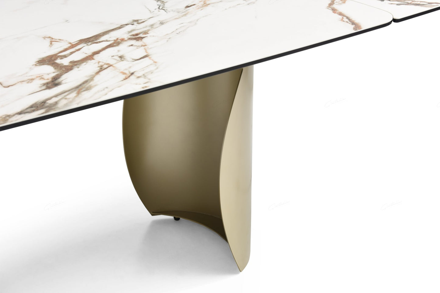 Palazzo Extending Dining Table - Matt White & Earth Vein Italian Ceramic