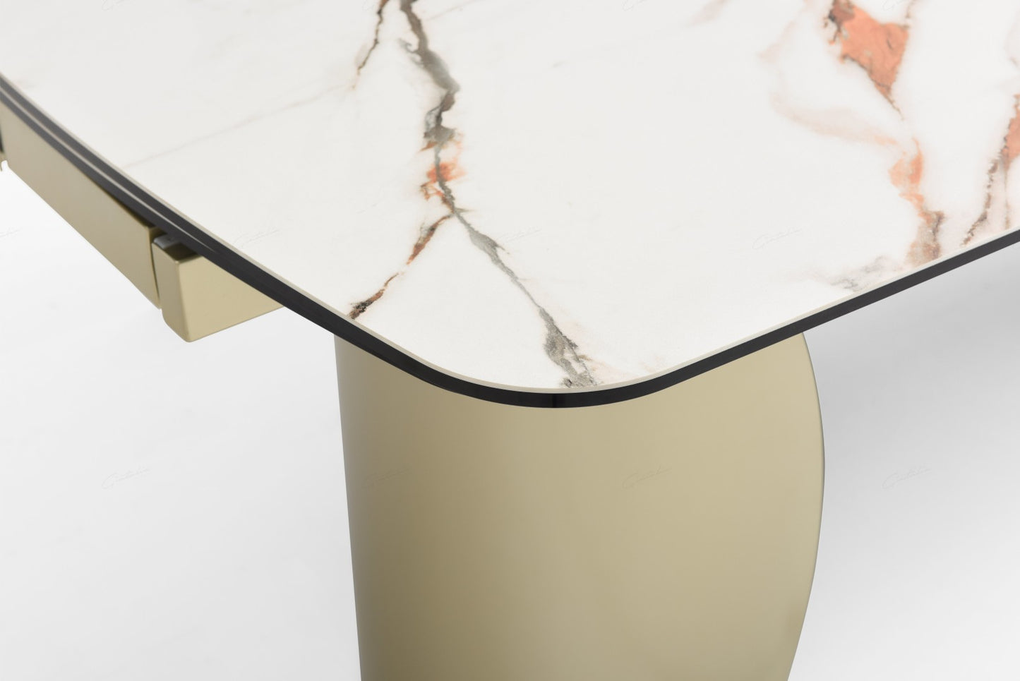 Palazzo Extending Dining Table - Matt White & Earth Vein Italian Ceramic