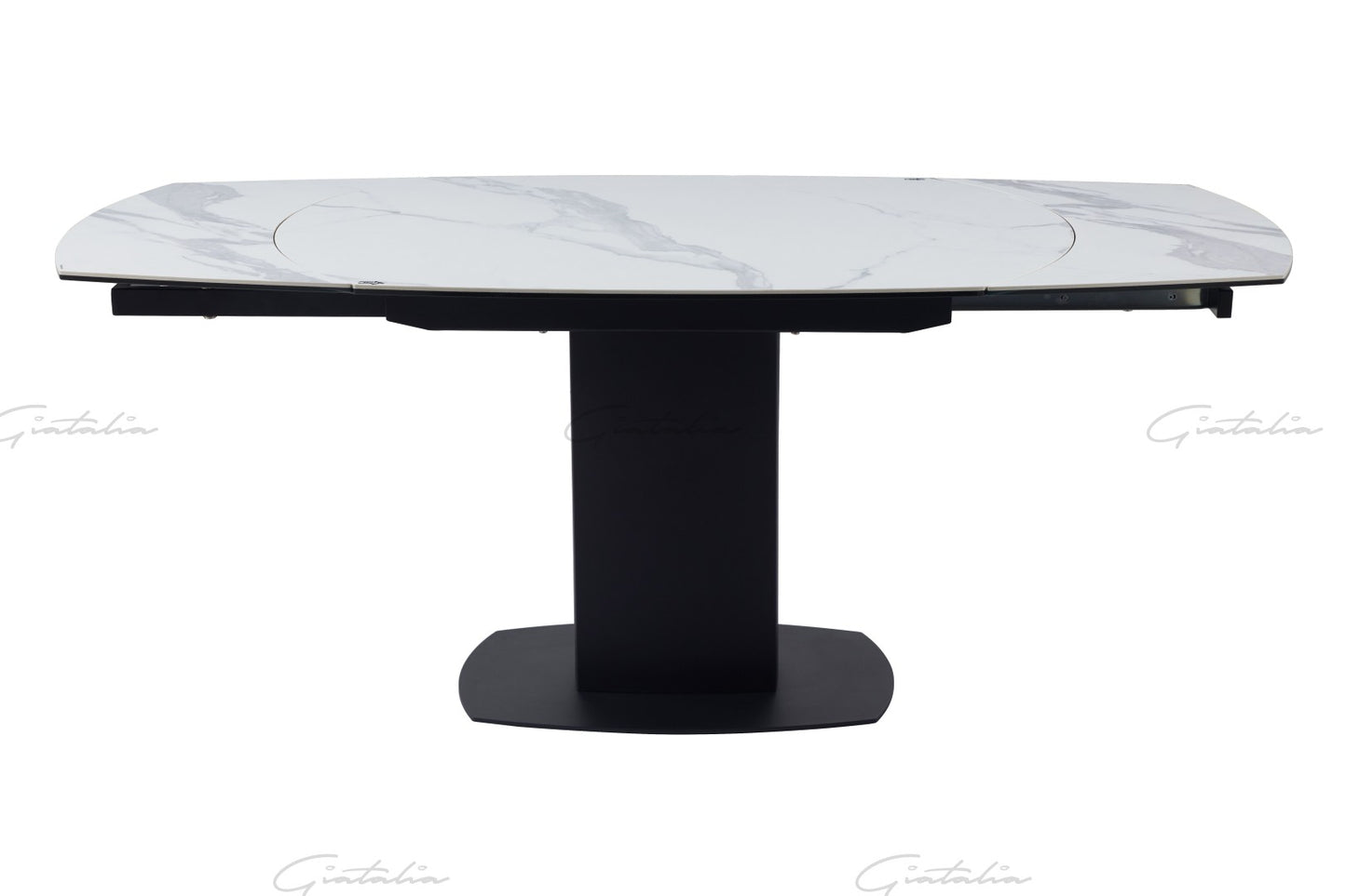 Ritz Swivel Extending Dining Table - White & Grey Marble Ceramic