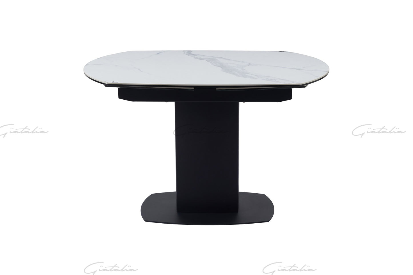 Ritz Swivel Extending Dining Table - White & Grey Marble Ceramic