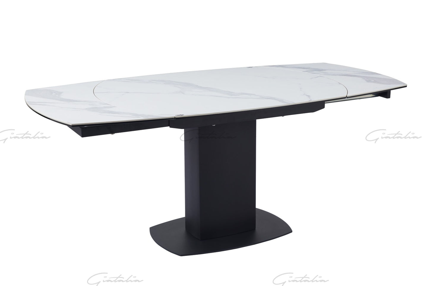 Ritz Swivel Extending Dining Table - White & Grey Marble Ceramic