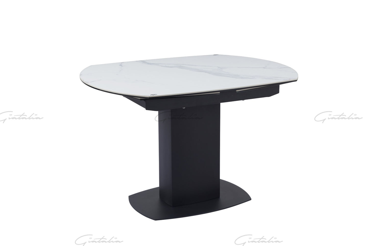 Ritz Swivel Extending Dining Table - White & Grey Marble Ceramic