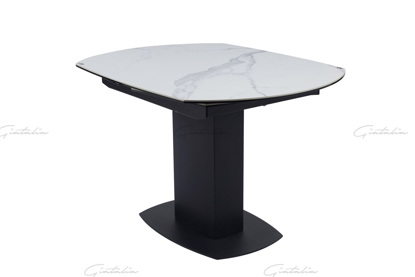 Ritz Swivel Extending Dining Table - White & Grey Marble Ceramic