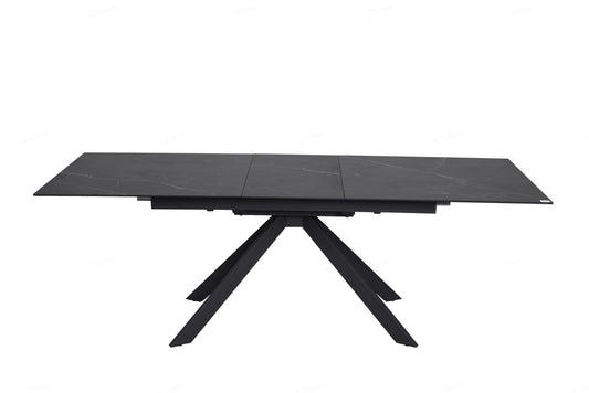 Rossa Extending Dining Table - Matt Black & White Vein Ceramic