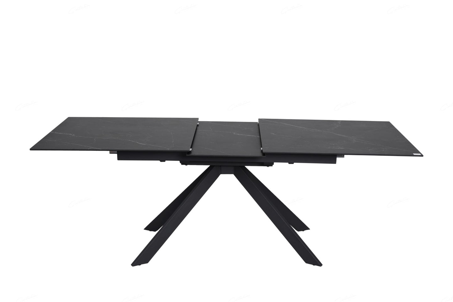 Rossa Extending Dining Table - Matt Black & White Vein Ceramic
