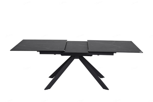 Rossa Extending Dining Table - Matt Black & White Vein Ceramic