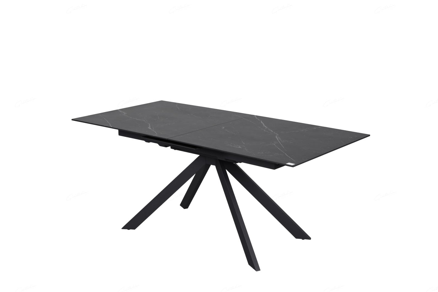 Rossa Extending Dining Table - Matt Black & White Vein Ceramic