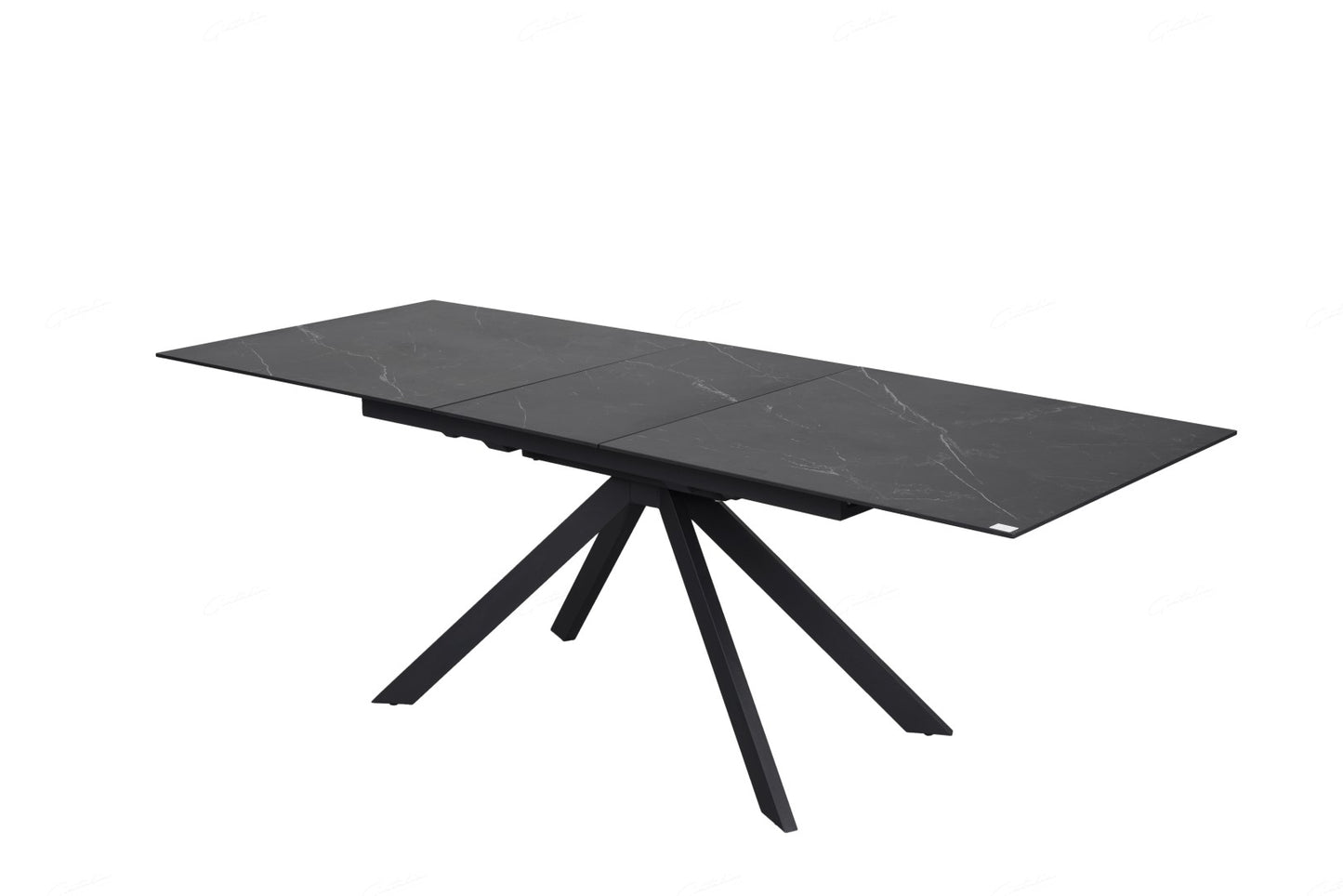 Rossa Extending Dining Table - Matt Black & White Vein Ceramic