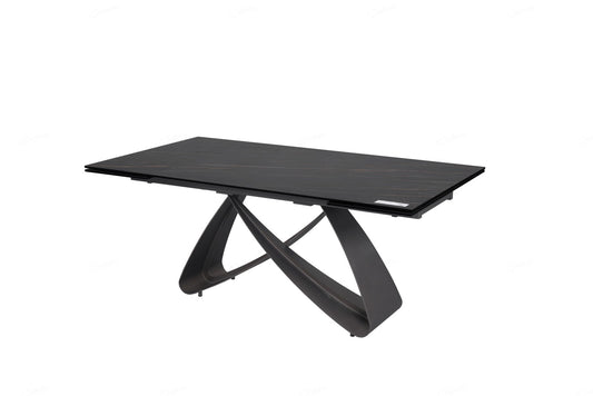 Serpenti Extending Dining Table - Black & Sunset Gold Vein Ceramic