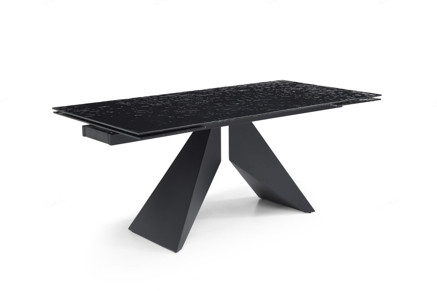 Silux Extending Dining Table - Carbon Black Reinforced Glass