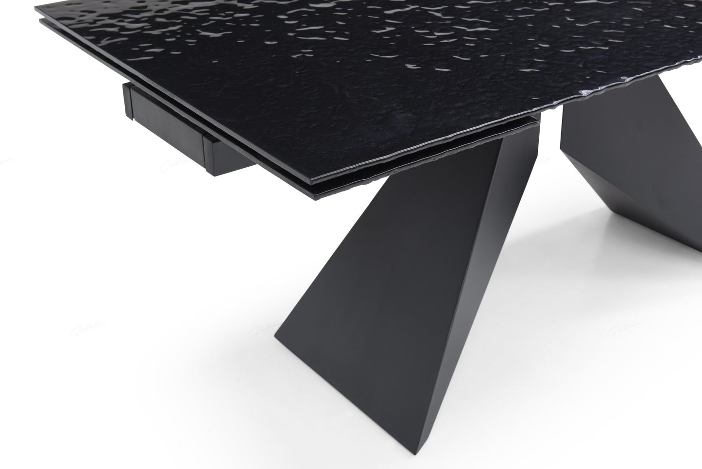 Silux Extending Dining Table - Carbon Black Reinforced Glass