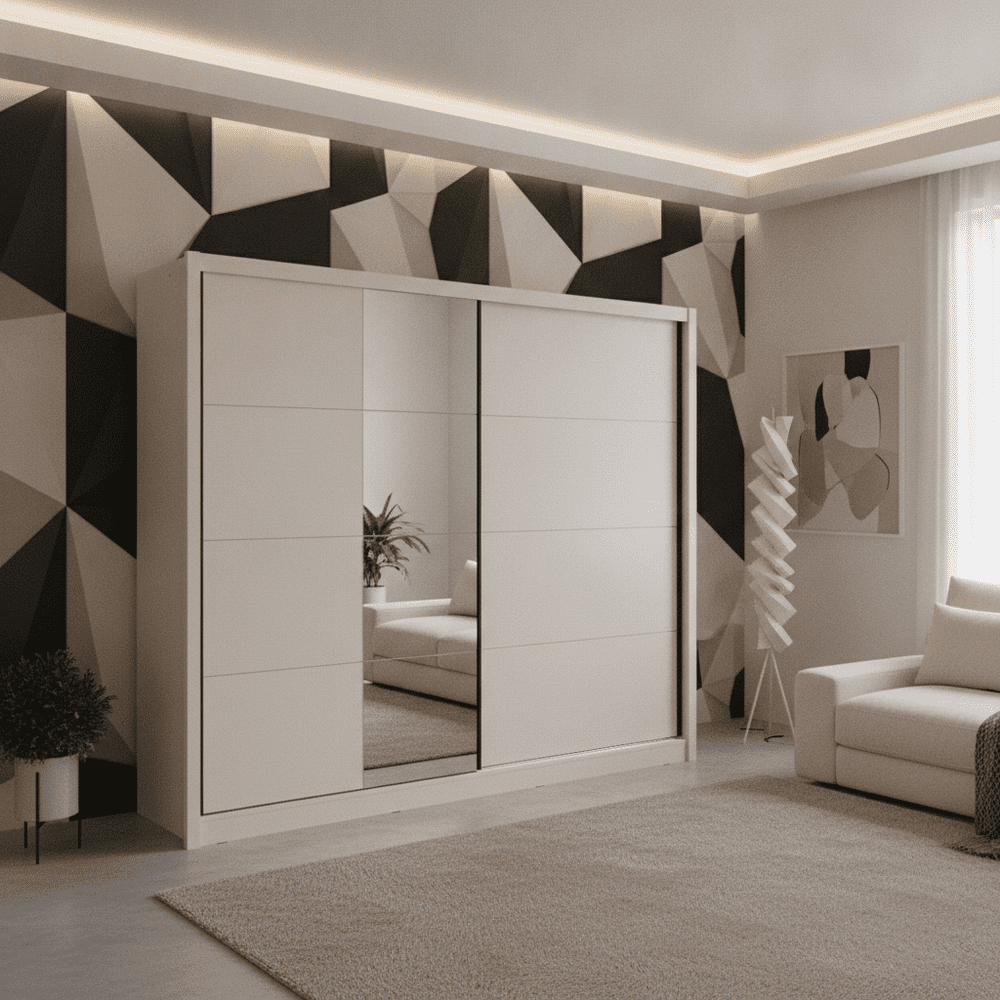 Alvira Cashmere Taupe - 2.5m Luxe Mirrored Sliding Door Wardrobe