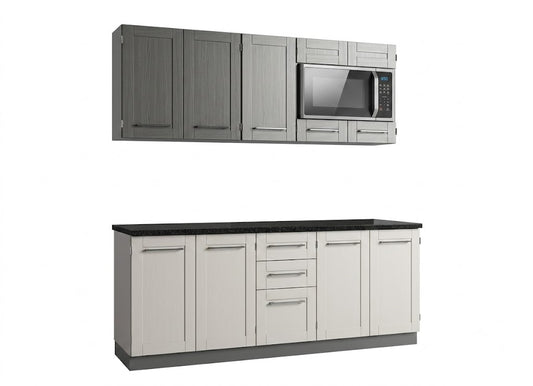 Pedro White Gloss and Grey Kitchen Units (200cm) | 10 Door & 2 Drawer