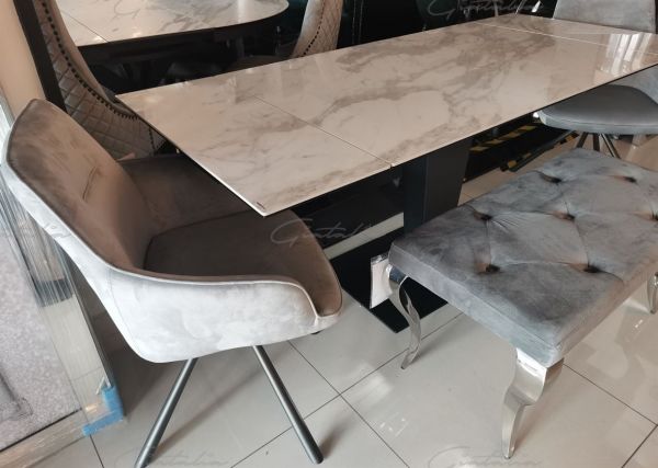 Valentina Extending Dining Table - White Ceramic